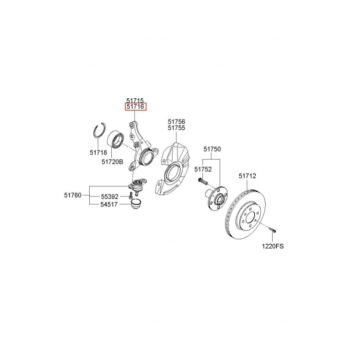Aks Taşıyıcı Rıo 06-11 / Accent 06-11 Era Absli Ön Sağ (Oem No: 51716-1E900)