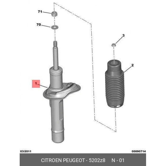 Amortisör Partner  96-08 / Berlıngo 96-08 / Yağlı Ön Sol (Oem No: 5202Et)