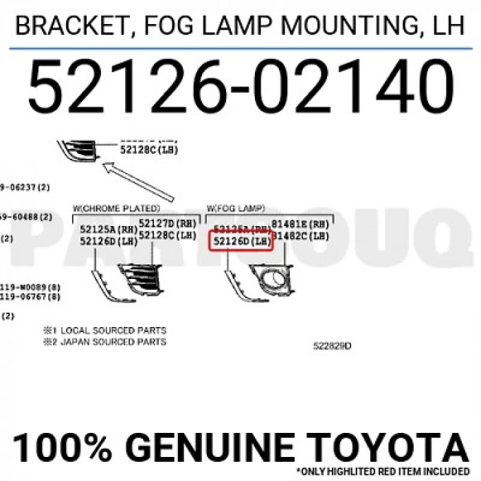 Sis Lamba Kapağı Corolla 13Sonrası Sol (Sis Delikli Krom) (Oem No: 52126-02140)
