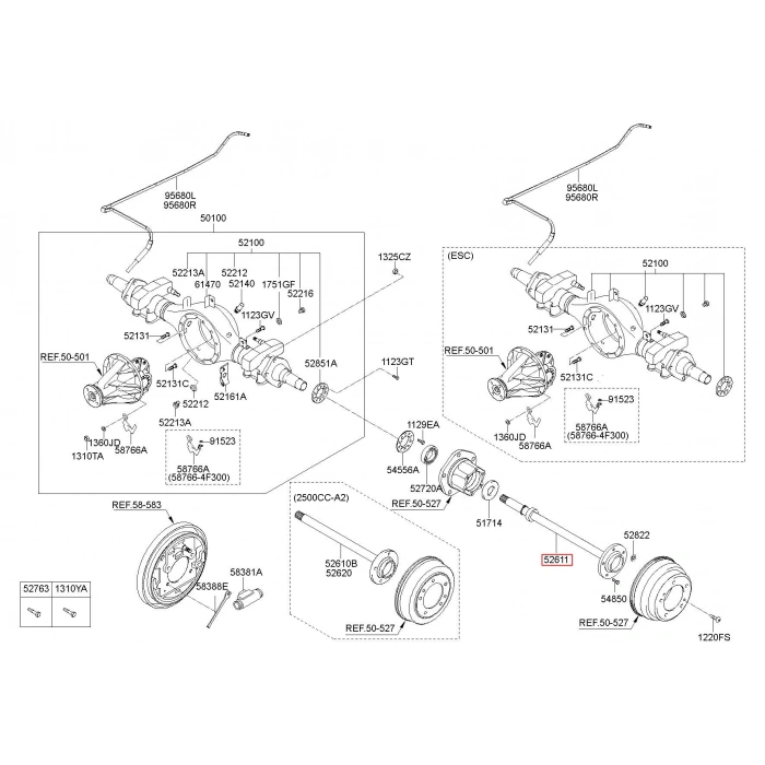 Aks Mili Arka H100 Kamyonet 05-17 (Oem No: 52611-4F400)
