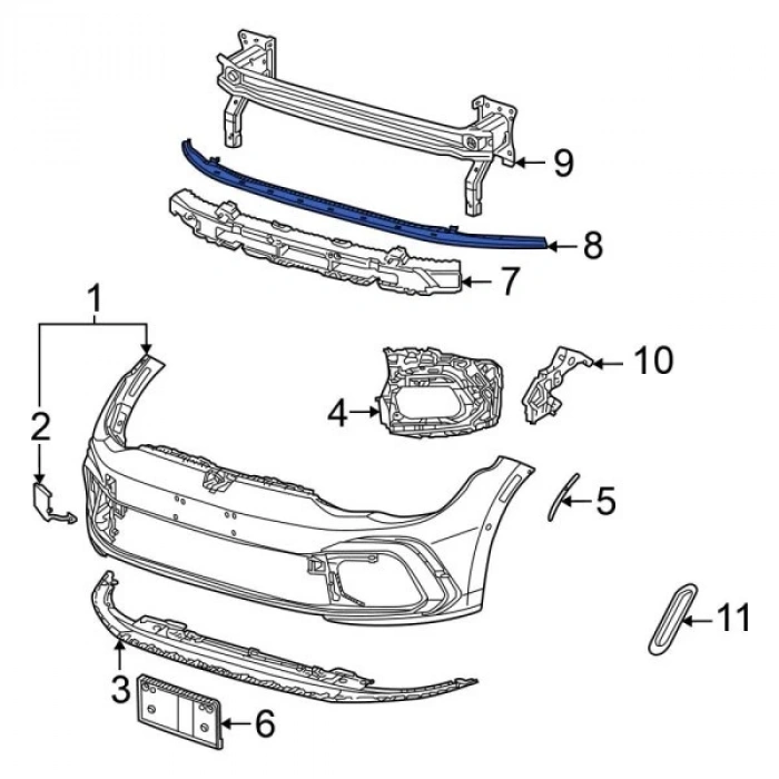 Tampon Traversı Ön Vw Golf8 Bm 20- (Oem No: 5H0807651E)