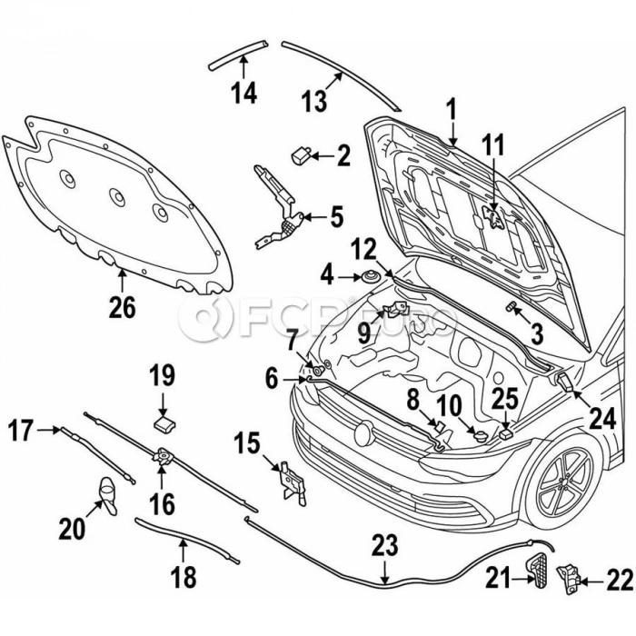 Volkswagen Golf- 8- 21/24; Kaput Menteşesi Sağ (Tyg) (Oem No: 5H0823302)