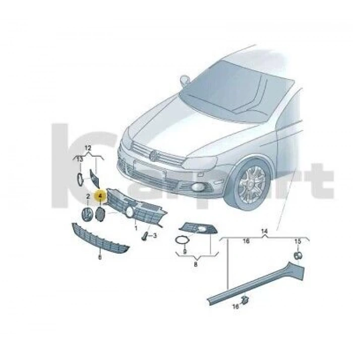 Ön Arma Yuvası Vw Golf6-Passat Bm 10- (Oem No: 5K0853343H81)