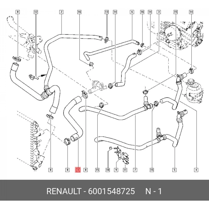 Radyatör Hortumu Üst Renault Logan I 1.5 Dcı 07-14 (Oem No: 6001548725)