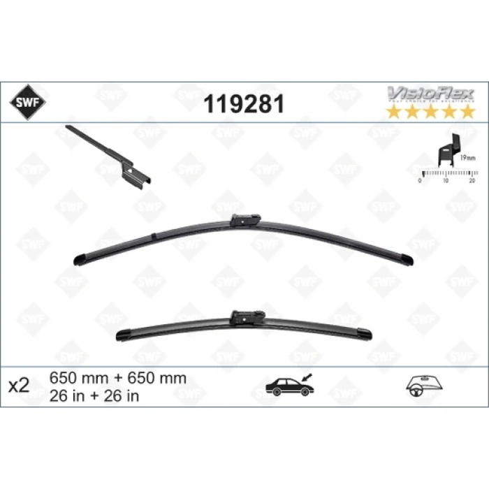 Silecek Süpürgesi Takım 508 İ10-18 / Rcz 10-18 Aerotwın A636S (650+650Mm) (Oem No: 6423N6)