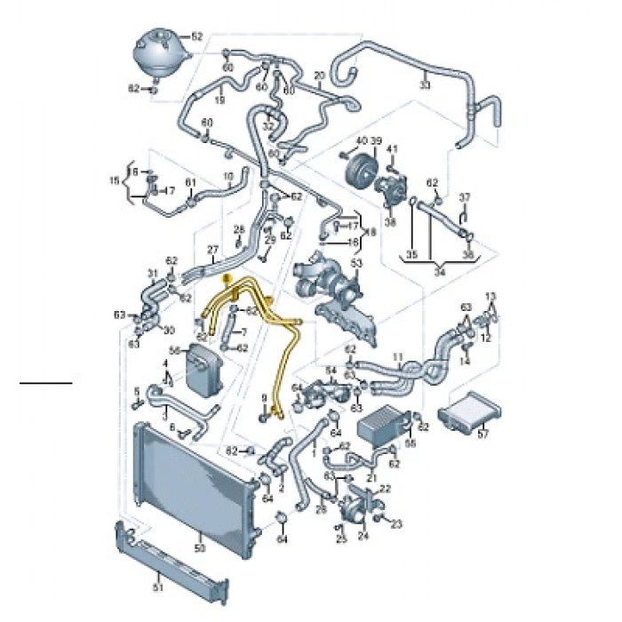 Radyatör Su Hortumu Alt Vw Polo-Ibıza-Toledo-Fabıa-A1 Cjzc-Cjzd-Czea 1,2 Tsı-1,4 Tsı 14- (Oem No: 6C0122101D)