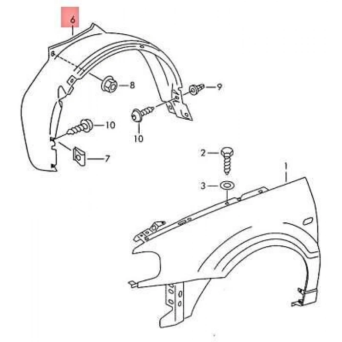 Çamurluk Davlumbazı Ön Sol Vw Polo Bm 94-99 (Oem No: 6N0809961)