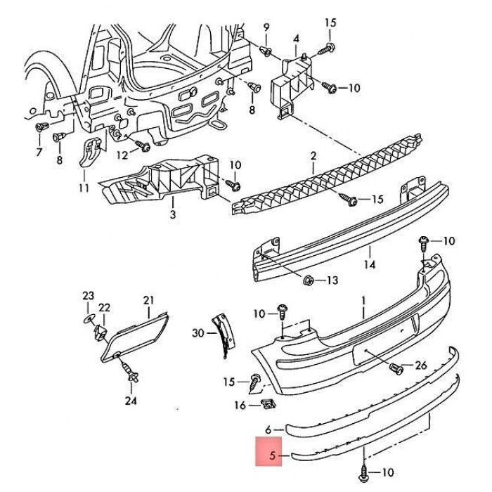 Tampon Alt Koruyucu Karlık Polo 02-09 Arka (Oem No: 6Q6807521B41)