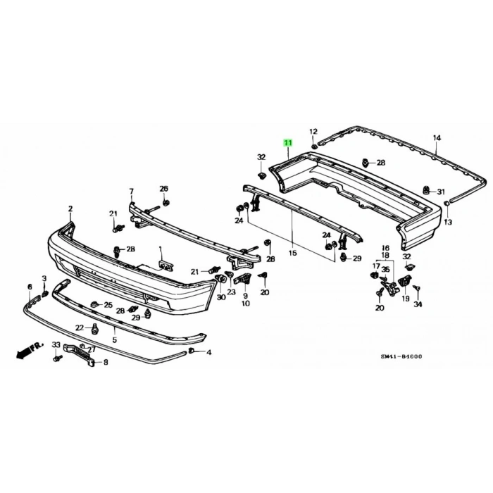 1990-1991 Honda Accord Arka Tampon Siyah (My) (Adet) (Oem No:71501Sm4000)