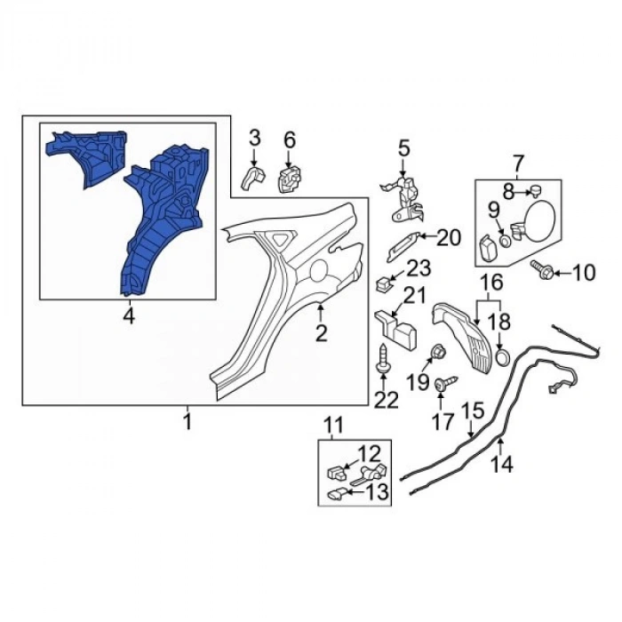 Çamurluk Sacı Accent Arka İç 11Sonrası Blue Sol (Oem No: 71601-1R310)