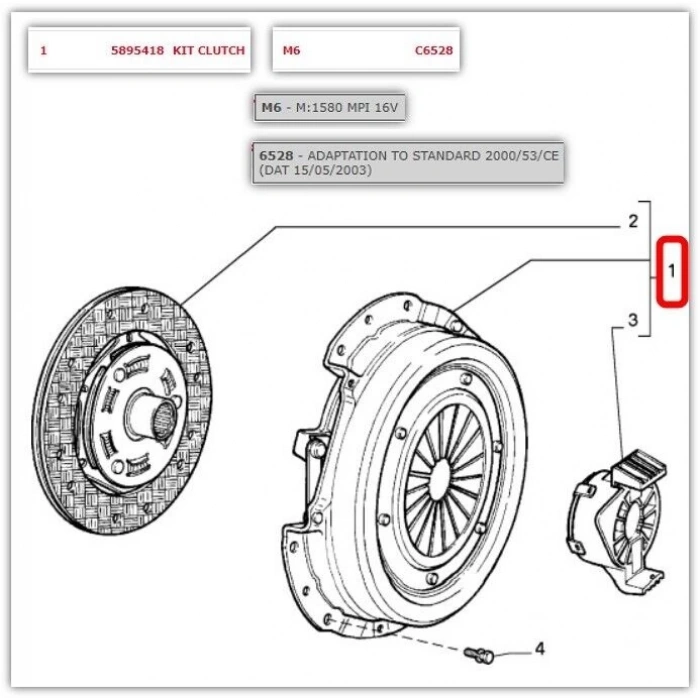 Debrıyaj Setı 16V-Rulmanlı Fıat Palıo/Bravo/Marea 1,6 16V 96- (Oem No: 71736555)