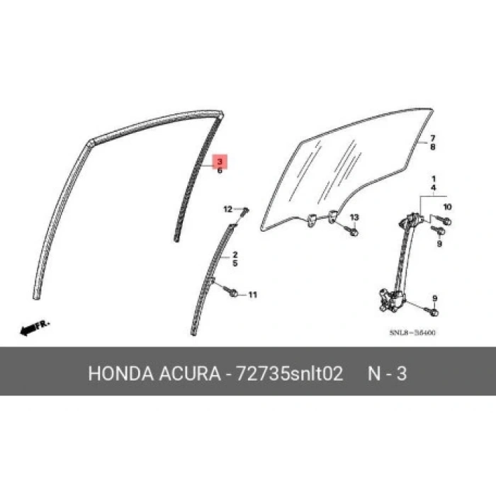 Cam Fitili İç Cıvıc 06-12 Arka Fd6 Sağ (Cam İçine Gelen) (Oem No: 72735-Snl-T02)