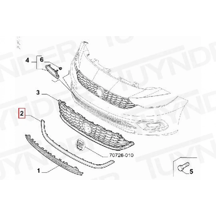 Ön Panjur Alt Çıtası ( Krom ) Fıat Egea Bm 15- (Oem No: 735637924)