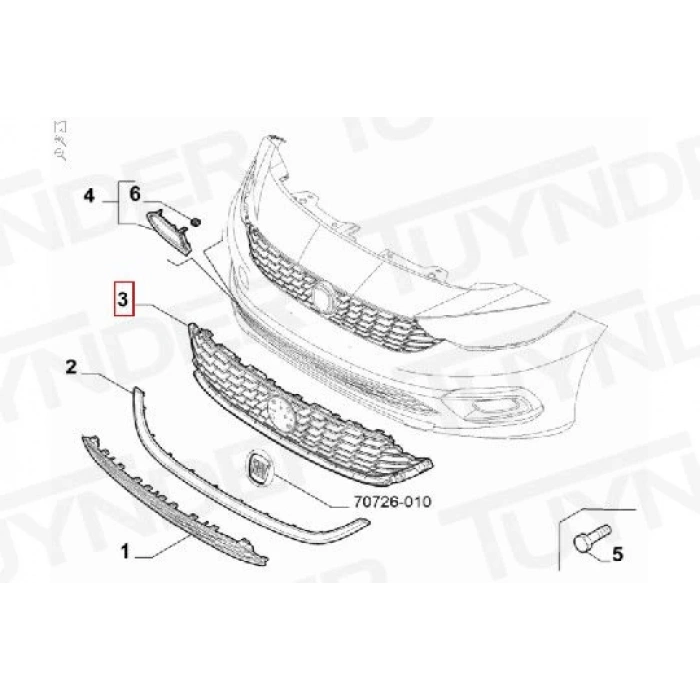Fiat Egea 2015  Panjur Ön Krom Yüzlü (Oem No:735642866)