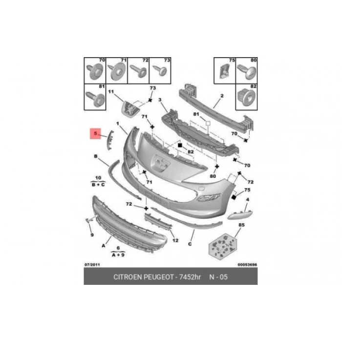 Tampon Bandı 207 06Sonrası Ön Sağ (Oem No: 7452Hr)