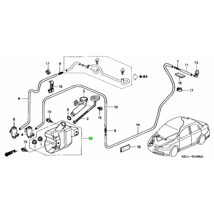 Su Fıskiye Deposu Cıty 06-09 Motorlu (Oem No: 76840-Sel-T01)