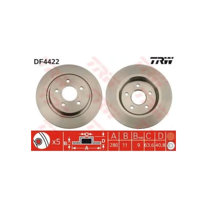 Fren Diski Arka Takım/Me7M5J 2A315 Bb Ford Focus/ C Max Bm 03- (Oem No: 7M51 2A315 Ba)