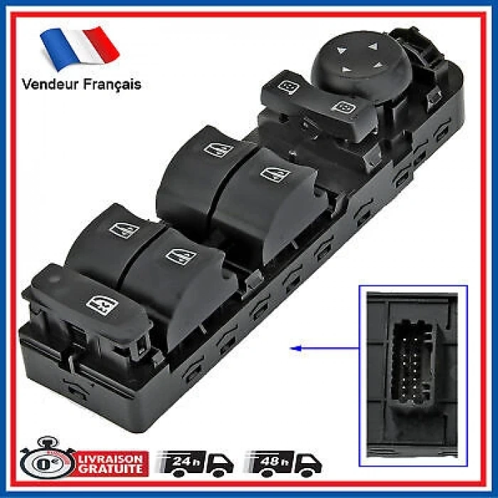 Dügme Cam Açma Fluence / Megane Iıı / Laguna Iıı / Scenıc Iıı (Dörtlü) Ayna Ayar Dügmelı Çerçevesız 13 Pın Sol (Oem No: 809610007R)