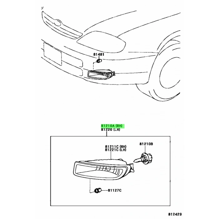 Sis Lambası Corolla  99-00 Duysuz Ön Sol (Oem No: 81210-12150)