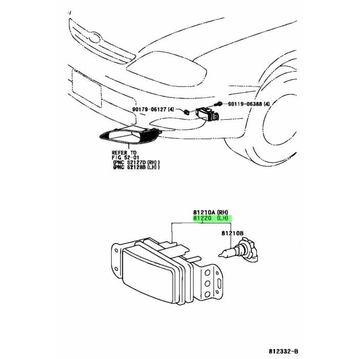 Sıs Farı Sol Japon Corolla (E12) Hb Benzin-Dizel 02-04 (Oem No: 81220-02051)