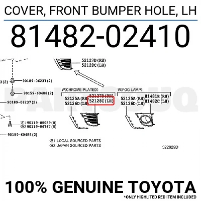 Sis Lamba Kapağı Corolla 13Sonrası Sol (Sis Deliksiz) (Oem No: 81482-02410)