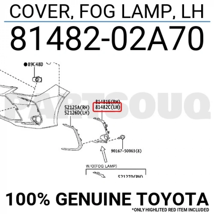 Sis Lamba Kapağı Corolla 19Sonrası Siyah Sol (Oem No: 81482-02A70)