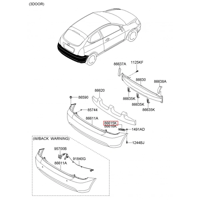Hyundai Accent Era 2006-2011 Tampon Bağlantı Braketi Arka Sağ - Sol Aynı Adet Set (Oem No: 86618-19-1E000)