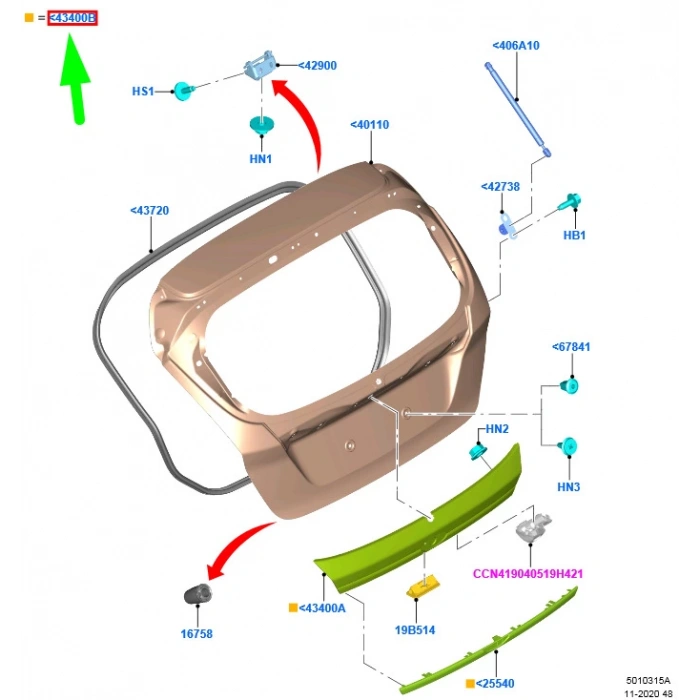 Bagaj Tutamagı Ford Fıesta Bm 09- (Oem No: 8A61 A43400 Bdxwaa)