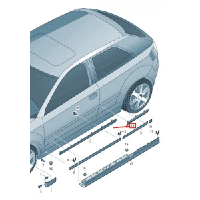 Kapı Bandı A3 04-13 Arka Sağ (Oem No: 8P4853964Bgru)