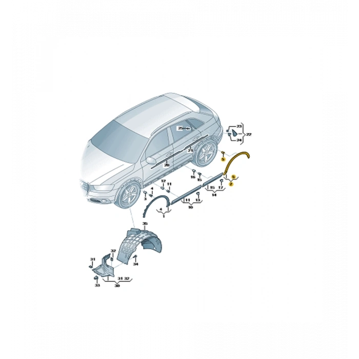 Çamurluk Dodiği Arka Sağ Dodık Vw Q3 Bm 11- (Oem No: 8U0853818Agru)