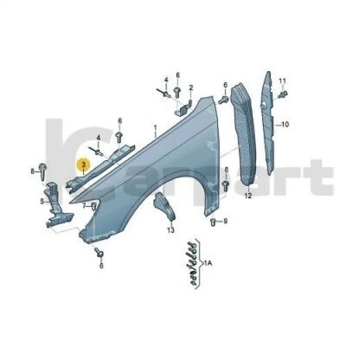 Çamurluk Bağlantı Sacı A3 17-20 Ön Sol Üst (Oem No: 8V5821467B)