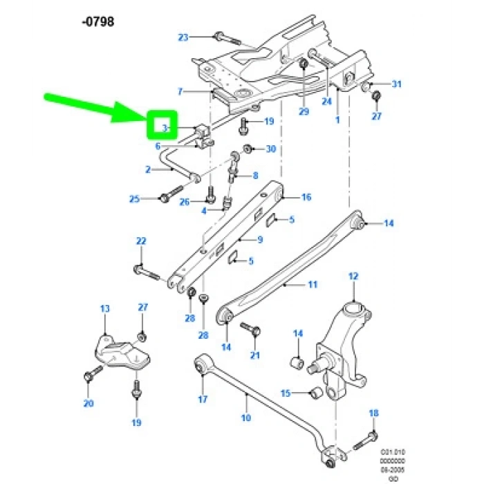 Vıraj Demır Lastıgı Arka Küçük 18Mm Ford Mondeo Bm 93-00 (Oem No: 93Bb 4A037 Ac)