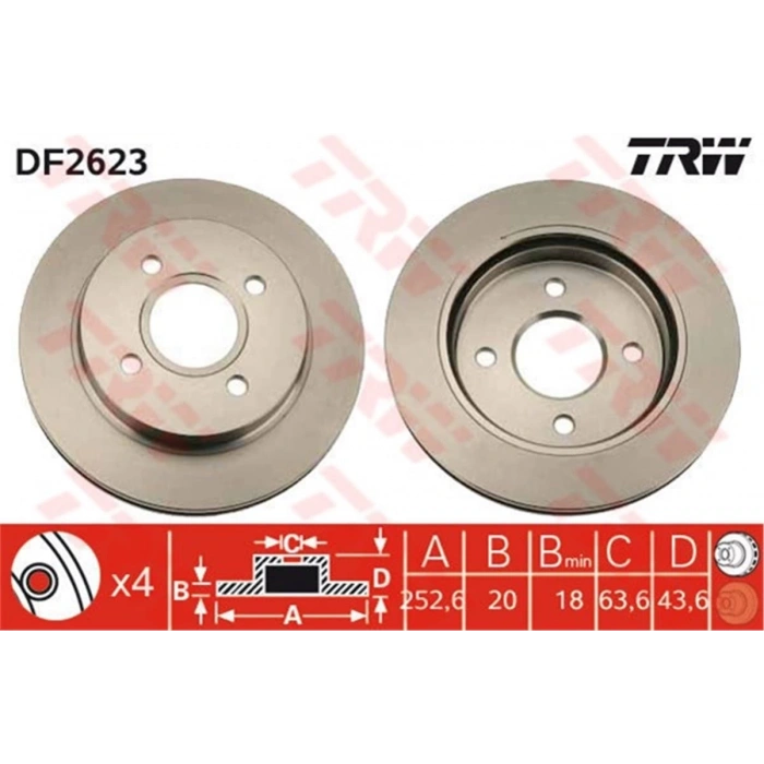 Fren Diski Arka Adet Ford Scorpıo/Mondeo Bm 93- (Oem No: 93Bx 2A315 Ad)