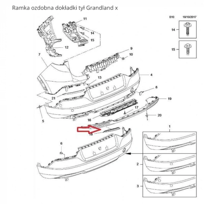 Arka Tampon Alt Çıtası Sağ Opel Grandland X Bm 18- (Oem No: 95525792)