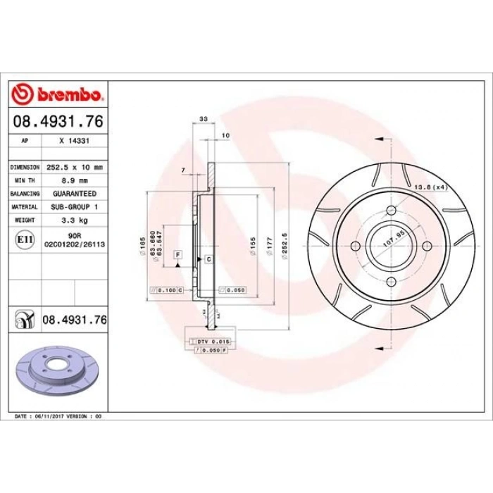 Fren Diski Fıesta V-Vı  05-17 / Focus Sw 98-04 / Scorpıo I-Iı  85-98  /Sıerra  82-93 Arka Düz 253 (Oem No: 95Gx2A315Ea)