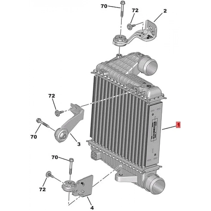 Turbo Radyatör Orta Ayagı Psa 308 (T9) B.M 2014- (Oem No: 9803778880)
