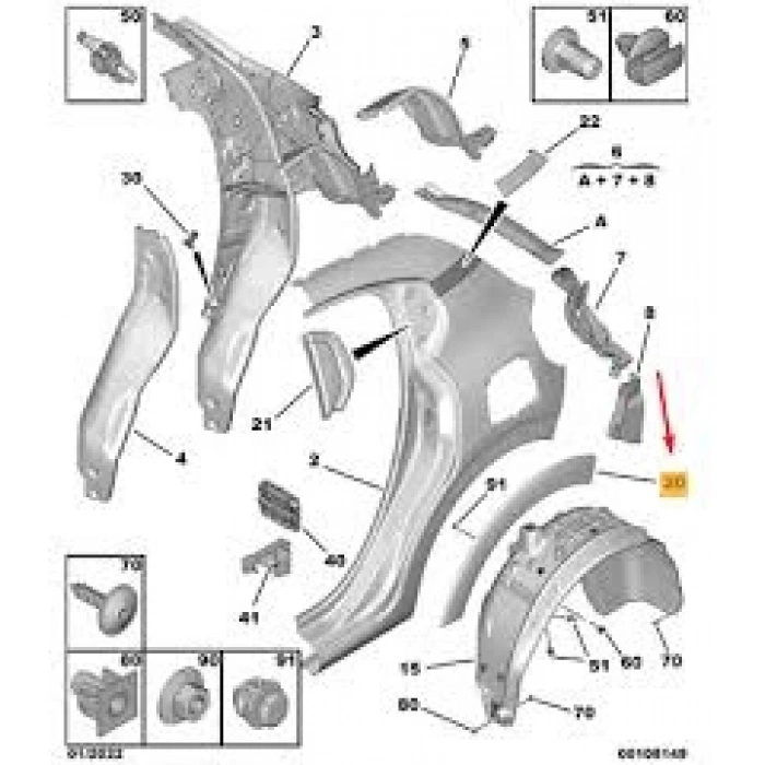 Arka Çamurluk Cıta Sol C3 Psa C3 (B618) B.M 2016- (Oem No: 9812088880)