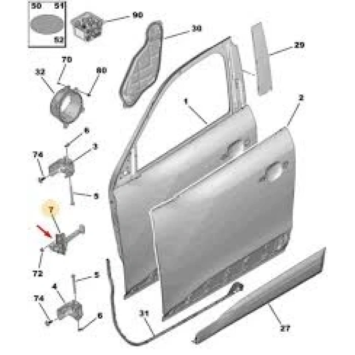 Kapı Gergısı Ön Psa 2008 B.M 2019- (Oem No: 9820810880)