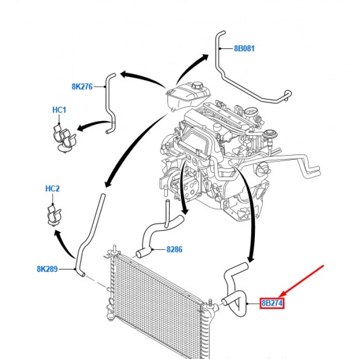 Radyatör Hortumu Üst Ford Focus Bm 98- (Oem No: 98Ab 8B274 Bf)