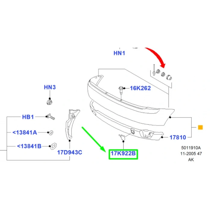 Çekı Demır Kapagı Arka Ford Focus Sedan 98- (Oem No: 98Ab F17K922 Cd)