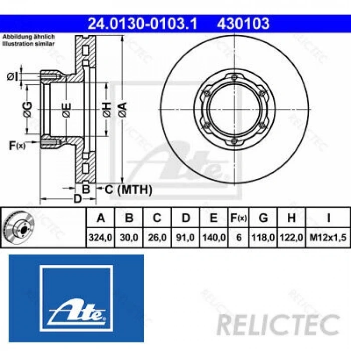 Fren Diski Ön Kutu İç I  2 Mercedes Mb.814.D Om.366 86-94 (Oem No: A6704210312)