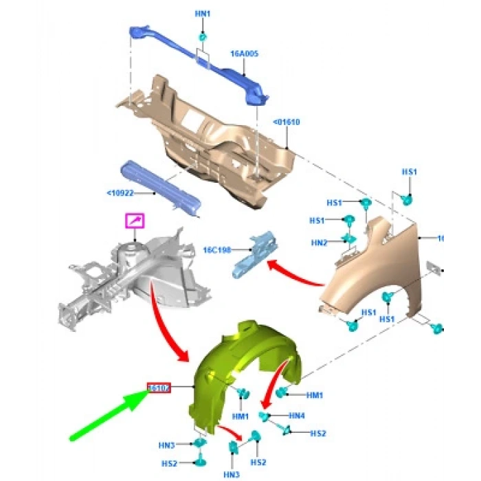 Çamurluk Davlumbazı Ön Sol Ford Focus/C Max Bm 11- (Oem No: Am51 R16115 Af)