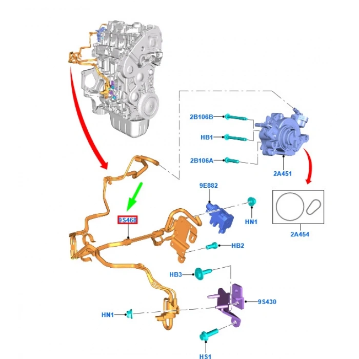 Vakum Pompa Hortumu Ford Fıesta/Courıer Bm 08- (Oem No: Av2Q 9S468 Ak-H)