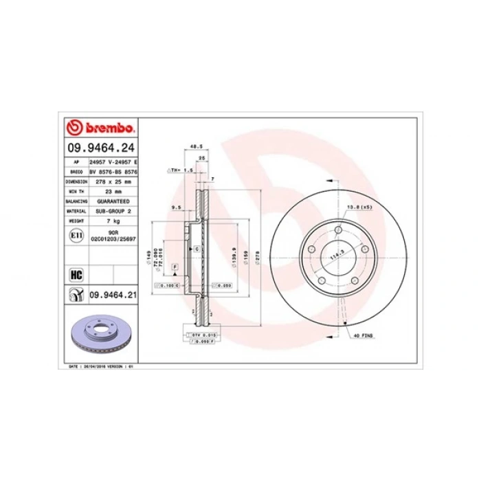 Fren Diski Mazda 3 03-13 / Ön Havalı 278-5 (Oem No: Bp4Y3325Xc)