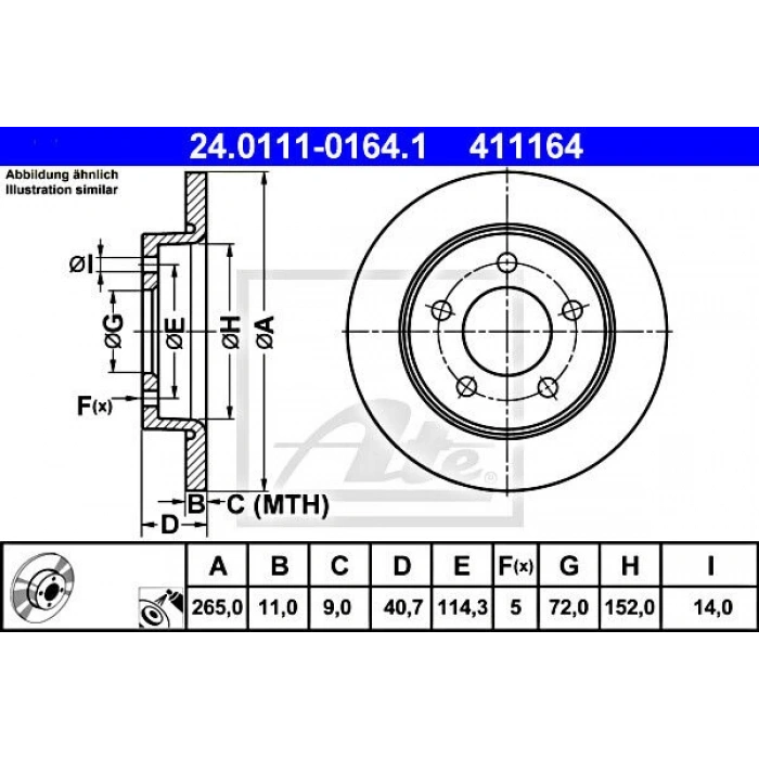 Fren Diski Arka . Japon Mazda 3 (Bk, Bl) 1.6:1.6 D 03-13 (Oem No: C24Y-26-251C)