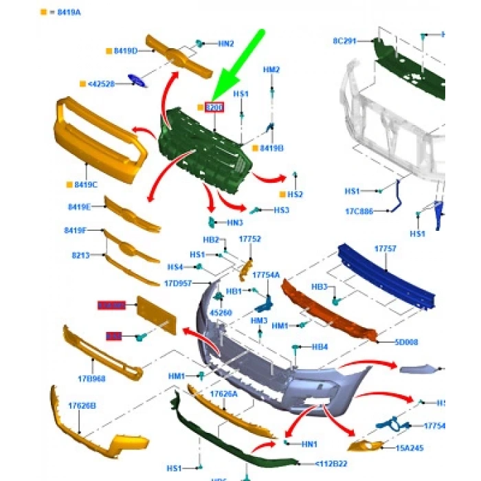Panjur Ön Ford Ranger Bm 12- (Oem No: Eb3B 8350 Ac)