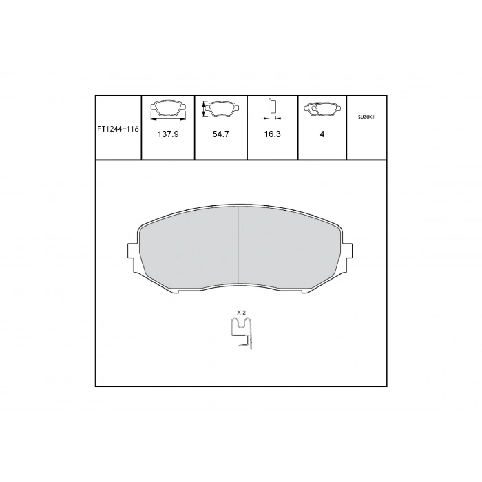 Fren Balatası Grand-Vitara 061.9 Ddıs-2.0Ön Şimli None (Oem No: Ft1244-116)