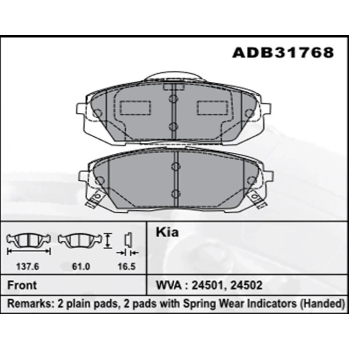 Fren Balatası İx35 11 Sportage 08Tucson 14- Ön None (Oem No: Ft135817)