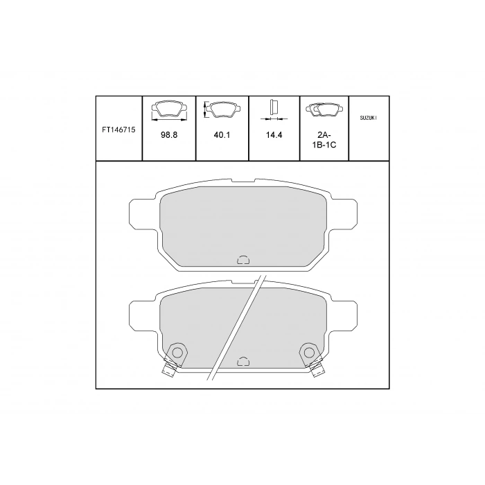 Fren Balatası Swift 20112013 Arka Sx4 15 Şimli None (Oem No: Ft146715)