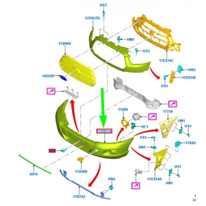 Tampon Ön Sıssız Cıta Delıklı Ford Transıt V-363 Bm 17- (Oem No: Gk31 R17757 Ac5Cnd)